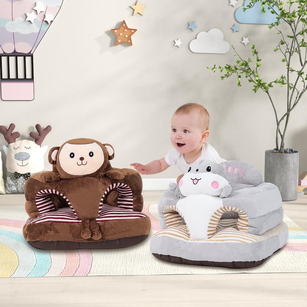 Children's sofa Infant Sitting Training Chair Animal Shaped Sofa with Non-Slip Beads Base for Babies 0-36 Months Learning to Sit