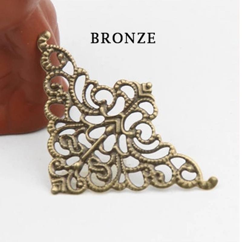 8PCS Hardware Accessories Decoration Wrought Iron Decoration Corner Antique Wooden Box Foot Leg Protector Notebook Decoration Co