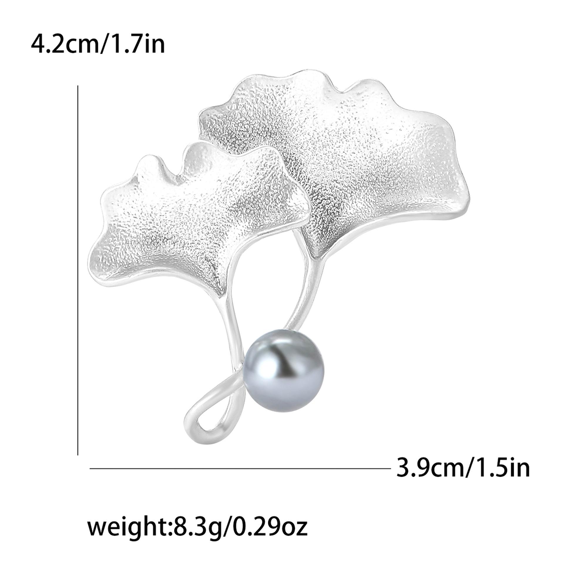 

Брошь из сплава с жемчугом Гинкго Билоба Нишевая креативная женская одежда Корсаж Украшение Булавка