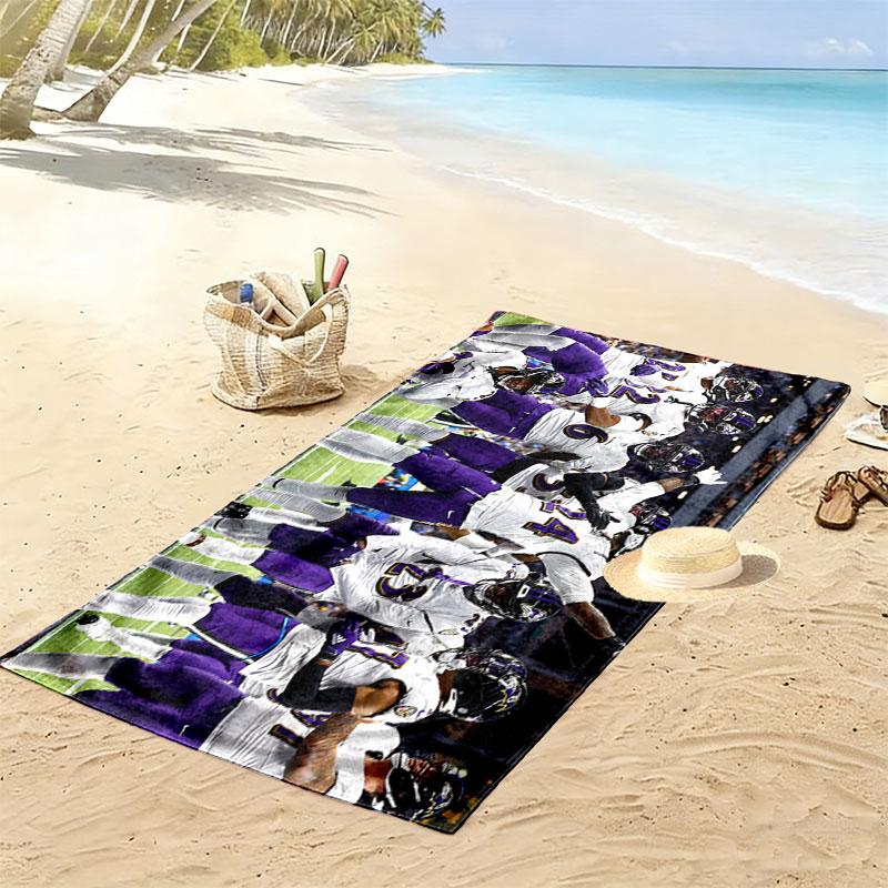 Baltimore Ravens Players Print Beach Towel, Large Soft Quick Dry Towel for Beach Camping Swimming