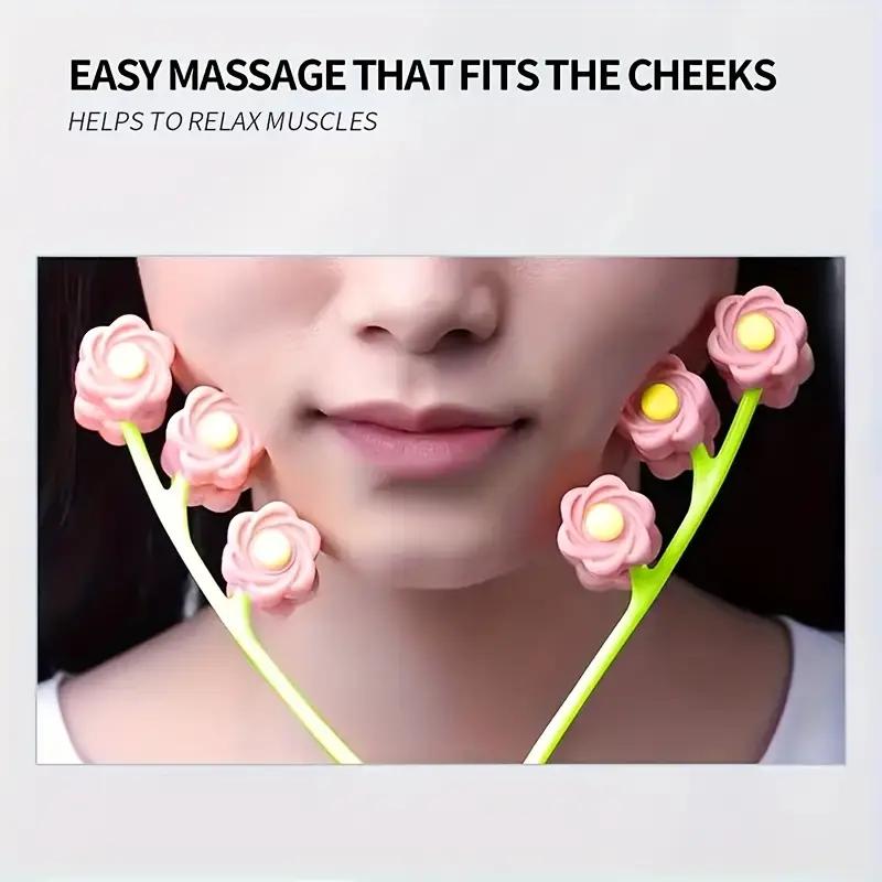 1 Stück Blume Gesichts-Massage-Roller Rose Blume V-Gesicht Gesichts-Massagegerät Roller Massagegerät V-förmig Lifting und Straffung Gesichts-Massage-Werkzeug