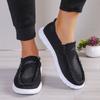 Canvas Slip-On Flats, Frayed Cut Collar Trim, Daisy Vine Stitch Graphic Diamond Lattice White Outsole Commute Lifestyle Shoes
