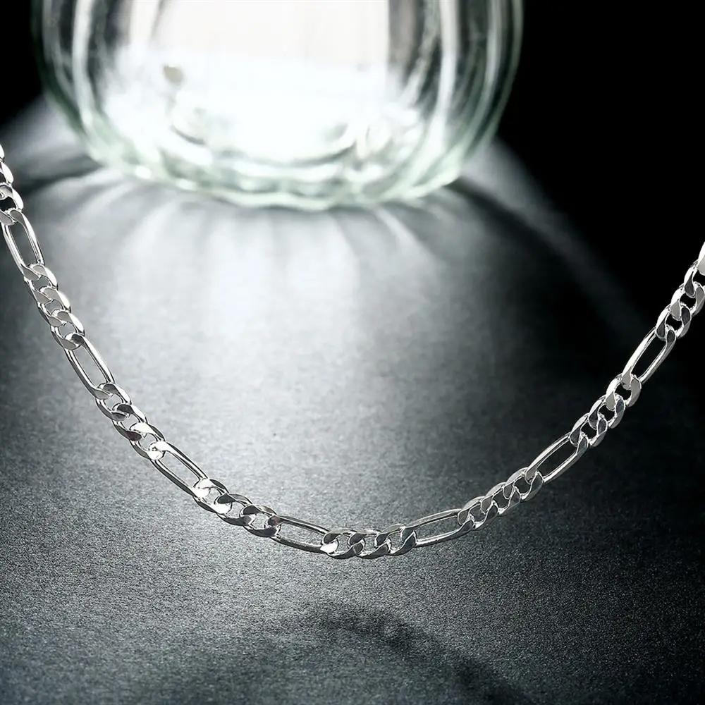 40-75cm 925 Sterling Silver 16-30 Inches Fine 4mm Chain Necklaces For Women Fashion Jewelry