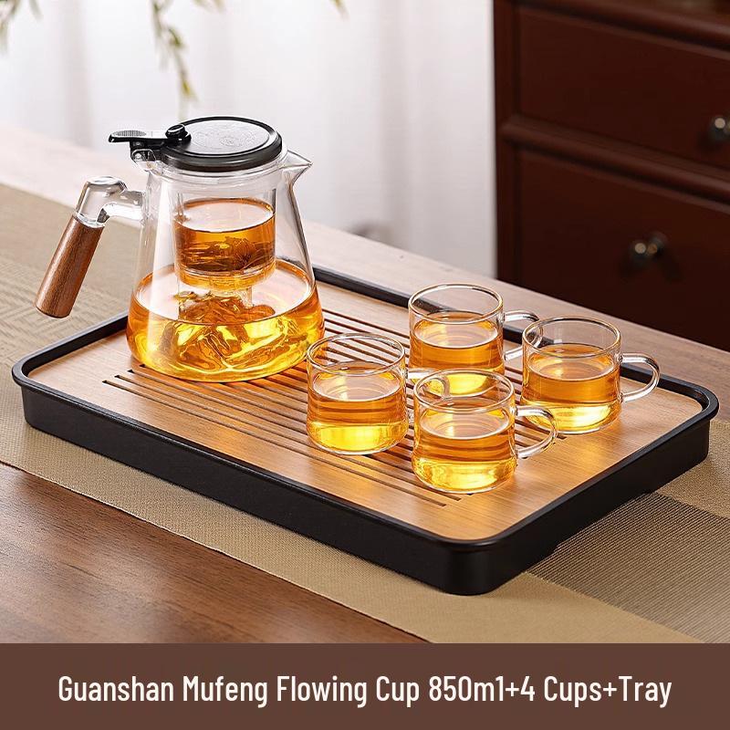 High-Temperature Resistant Glass Teapot with Built-in Tea & Water Separation
