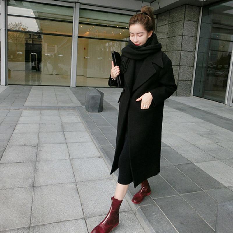 Autumn and Winter Mid-length Woolen Windbreaker Women's Slimming Over-the-knee Coat Coat
