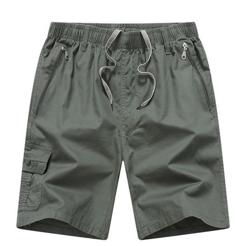 Men's Khaki Cargo Shorts Multi Button Pocket Casual Mid-Length Daily Outdoor Wear