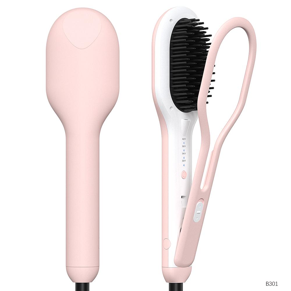 Electric Power Ceramic Ionic Hair Straightener Brush with Fast Heating and Fast Shipping 110-240V розовый