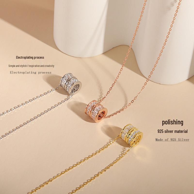 S925 Sterling Silver Rhinestone Clavicle Chain Necklace - Elegant, Slim Waist Style for Women 925 Silver золотой