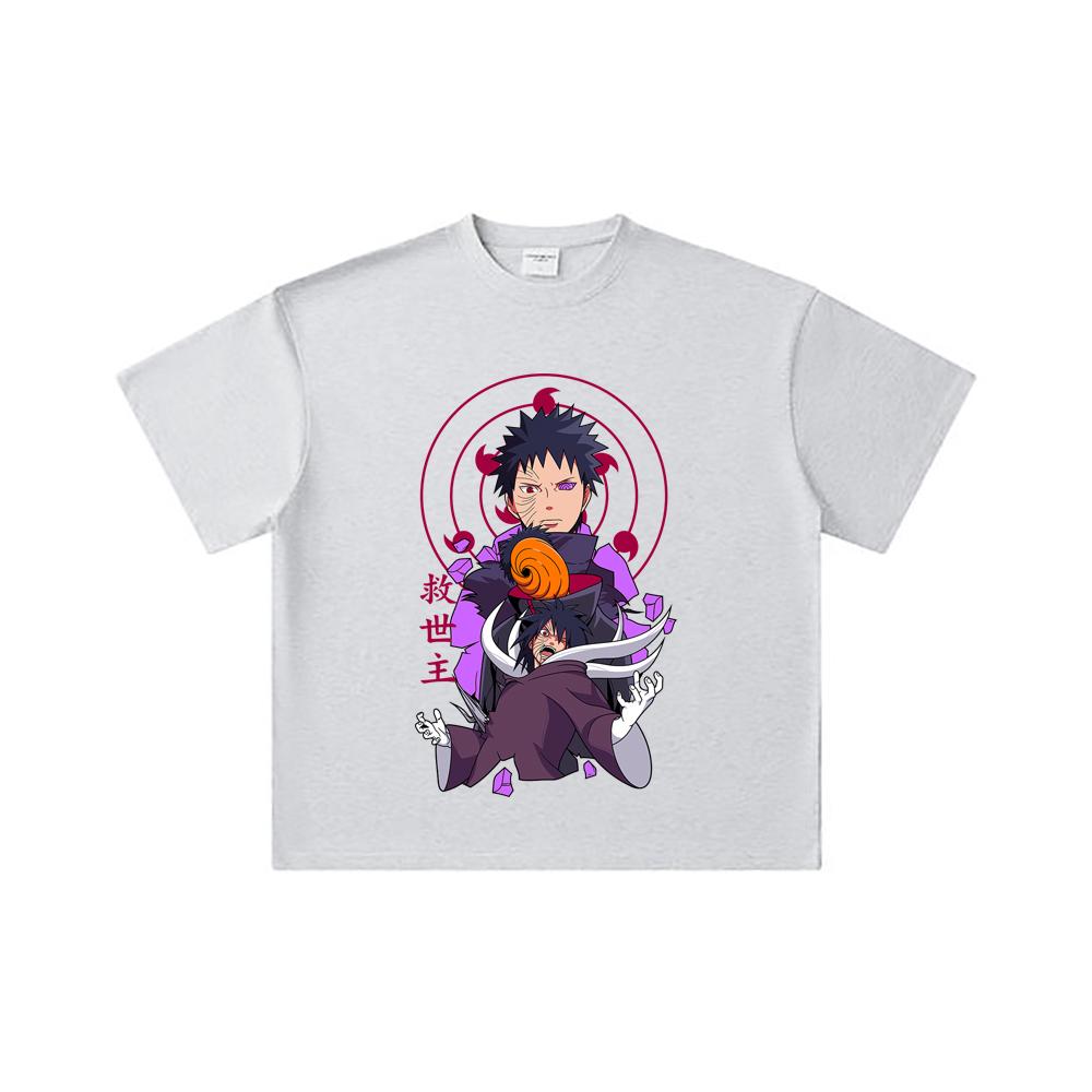 260 GSM Double Yarn 32 Count 100% Cotton Naruto V14 Obito Print Unisex Heavy Cotton T Shirt