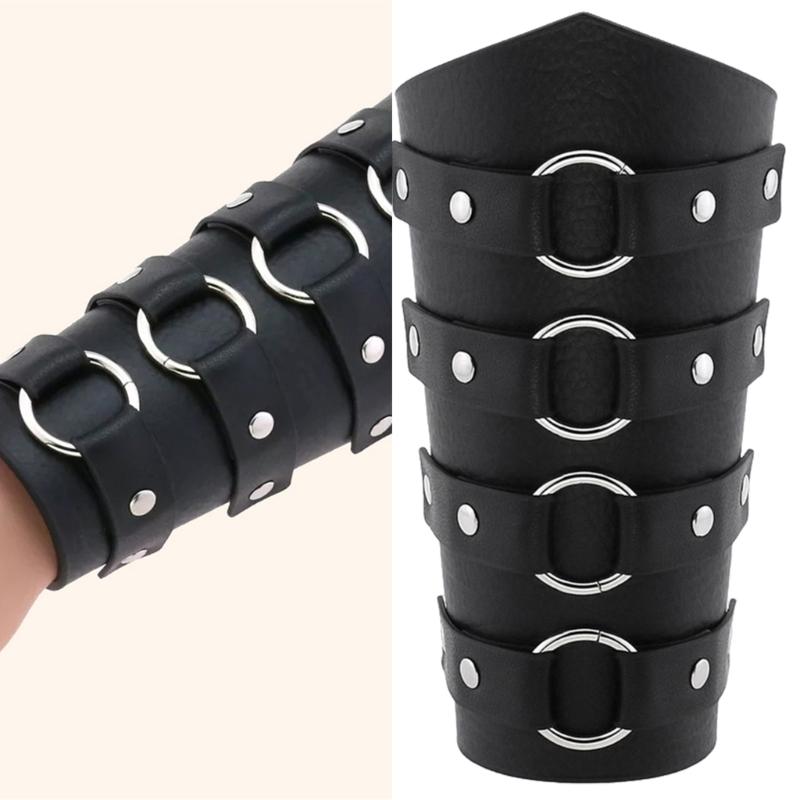 Men Black Gauntlet Bracer Gauntlet Cosplay Bracer Wristband for Parties