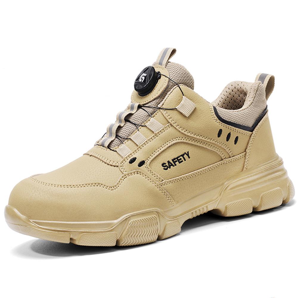 Nové pánské boty s otočnými knoflíky, odolné proti rozbití a propíchnutí, bezpečnostní obuv pro muže, pracovní boty s ocelovou špičkou, bezpečnostní nezničitelné boty