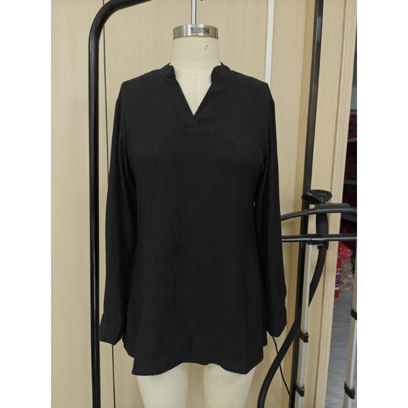 Women S V Neck Loose Casual Long Sleeve Solid Color Shirt
