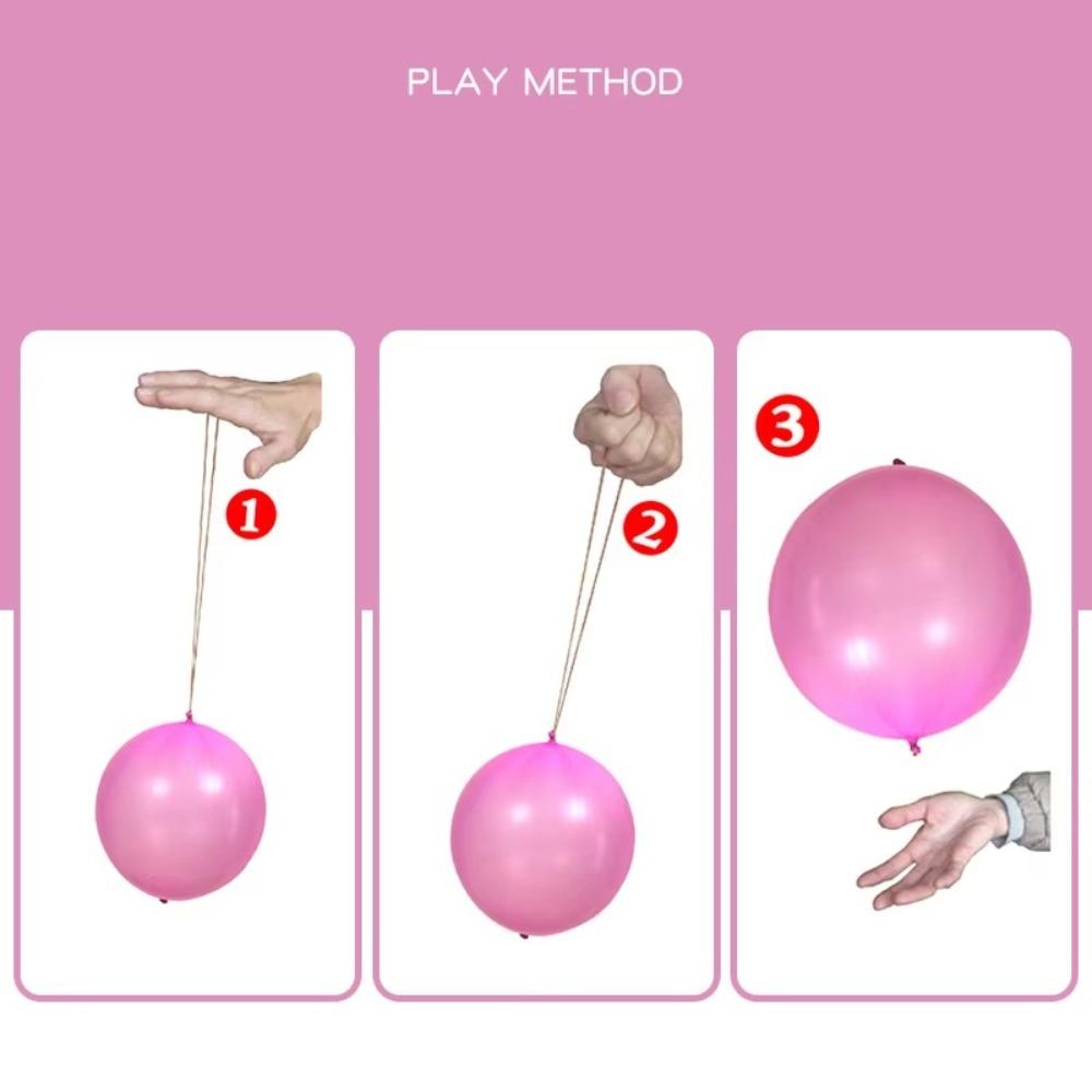 50Pcs New Colorful Punch Balloons with Rubber Band Handle Fun Outdoor Toy Bounce Balloons Party Supplies