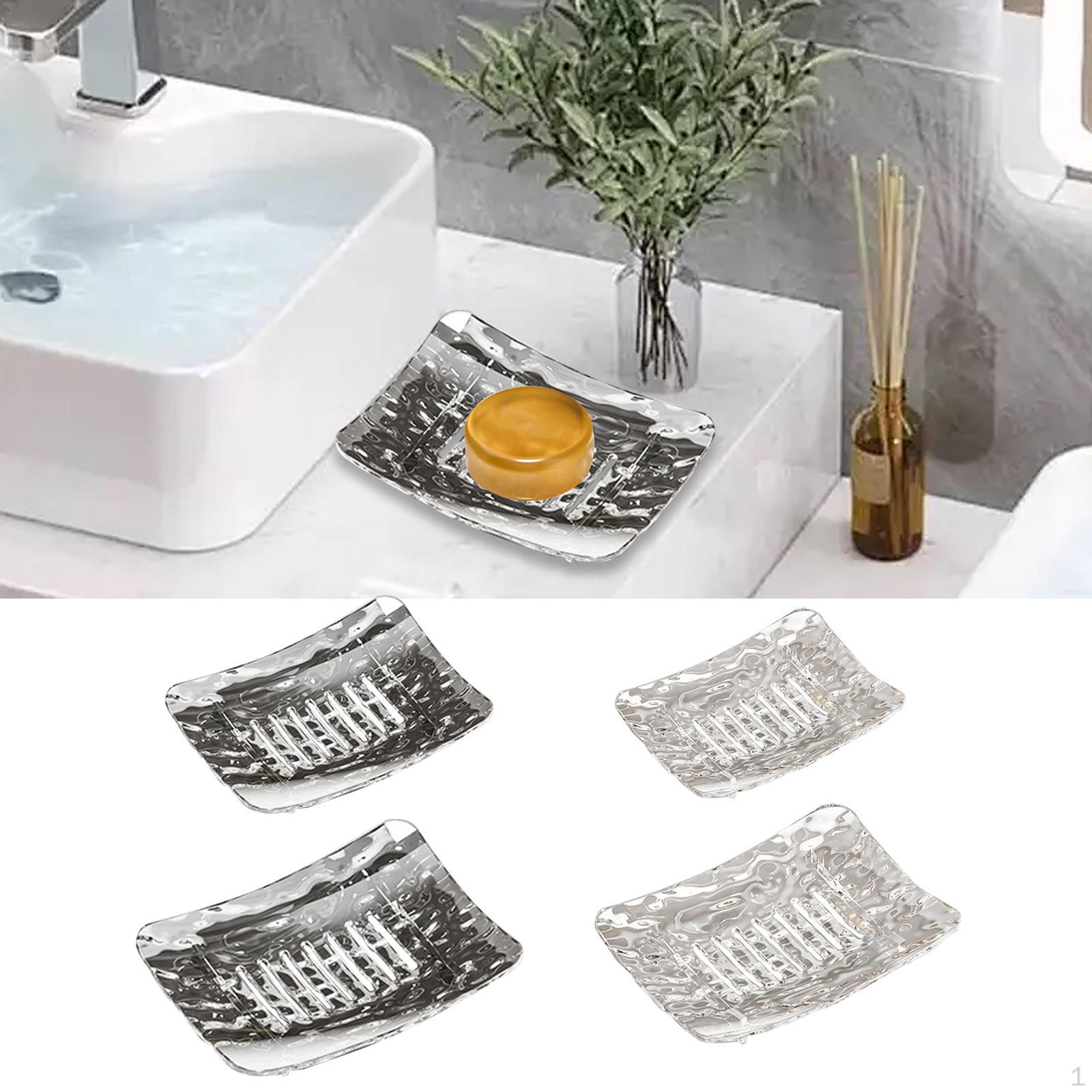 

Набор мыльниц для ванной комнаты, минималистичные декоративные тарелки, самоотливной поддон, для 2x Large 2x Small_Transparent and Gray