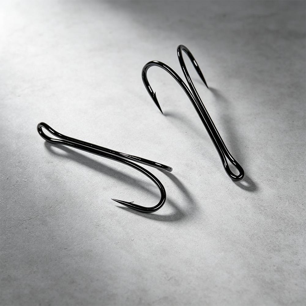 20PCS #6-#12 Salmon Double Fly Hooks High Carbon Steel Black Nickel Sharp Barb Streamer Wet Flies Trout Steelhead Fishing Lures