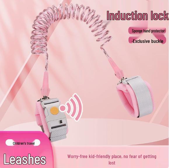 2m Kids Anti-Lost Safety Wristband and Sensor Leash Bracelet розовый