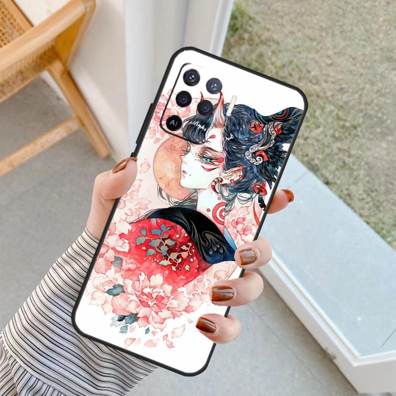 Japanese Style Anime Fox Case For Oppo A94 A74 A54 A80 A60 A40 A18 A38 A58 A78 A98 A96 A76 A16 A15 A17 A57 A77 A5 Pro