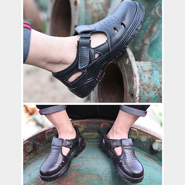 Labor Protection Shoes Men's Summer Steel Wrap Toe Anti-impact Anti-puncture Anti-odor Breathable Sandals Site Work Shoes Wear-resistant Light