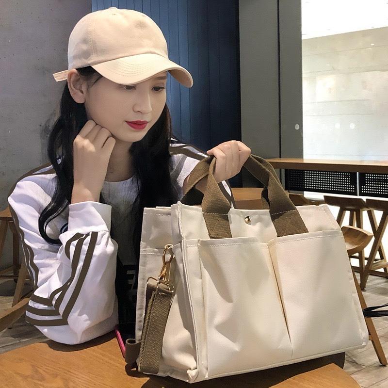 Korean Mommy Bag Multi-Compartment Maternity Outing Lightweight Handheld Shoulder Bag Large Capacity Canvas Multi-Functional Mom Bag