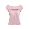 Chic One-Shoulder Hollow Short-Sleeve Women's Slim-Fit T-Shirt