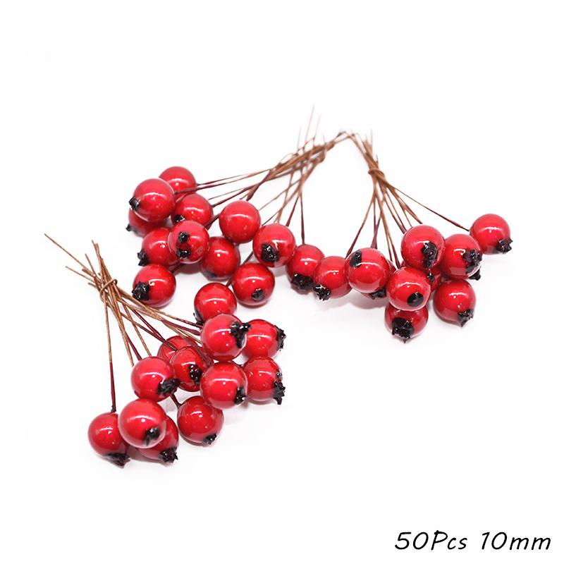 Red Theme Artificial Flower Cherry Stamen Berries Bundle DIY Christmas Decoration Wedding Cake Gift Box Wreaths Xmas Decor