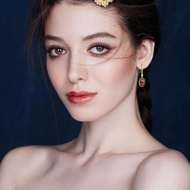 Gica Gema Ruby Earrings 925 Sterling Silver Unique Design Oval Drop Earrings Romantic Fine Jewelry Wedding Party Gifts New Trend 32.3mm