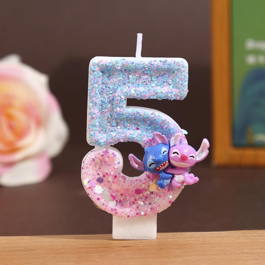 Creative Blue Stitch Digital Birthday Cake Candles - Cute and Festive