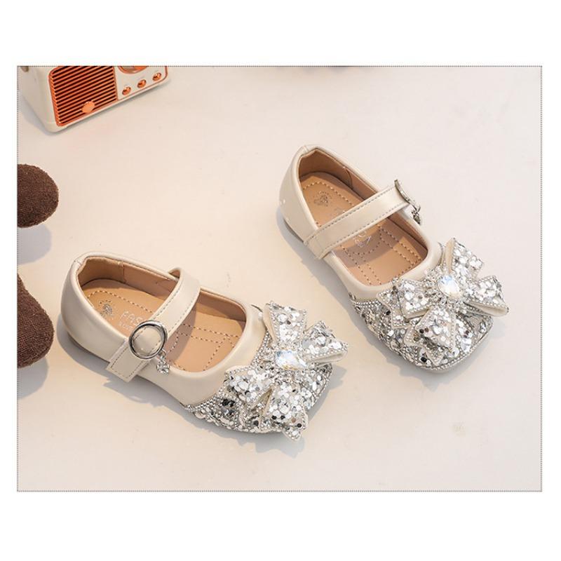 Sweet Princess Crystal Leather Shoes For Little Girls Soft Sole Formal Party Dress Shoes
