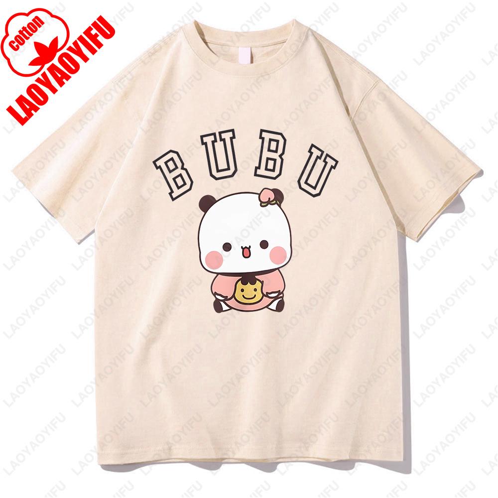 Kawaii Bubu Dudu Panda Bear Graphic T-shirts Summer Women/Men Cotton Tees Cartoon Cute Printing Couple Tshirts Casual Girls Tops