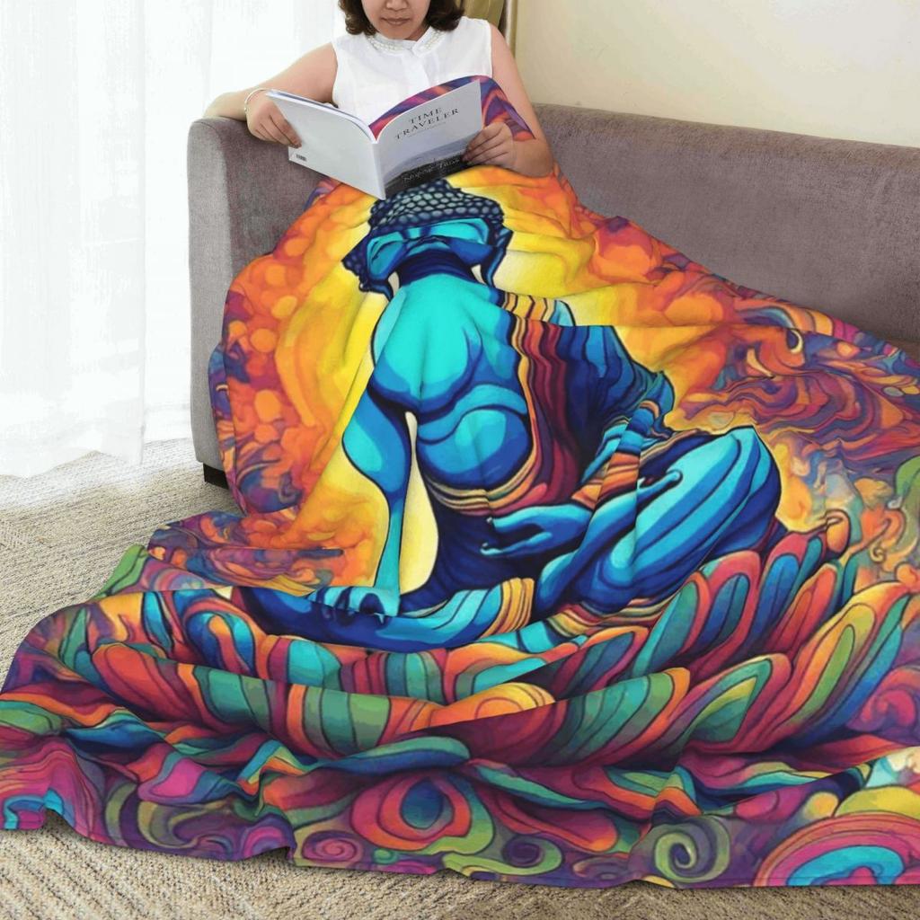 Coperta Yoga Buddha Coperta in Pile per Divano Coperte Leggere per Casa Camera da Letto Esterno Copriletto Trapunta