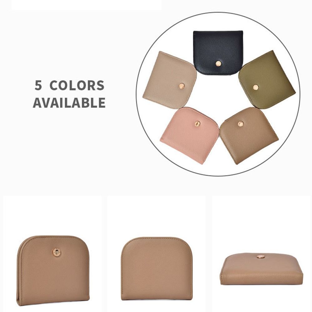 Solid Color Lady Wallet Half Round Pu Leather Purse Fashion Women's Wallet Card Bag