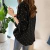 Camicie casual da donna a maniche lunghe con bottoni e colletto rovesciato a pois
