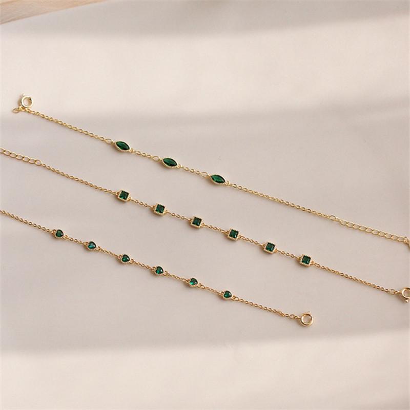 925 Sterling Silver Simple Emerald Crystal Bracelet For Women Light Luxury Temperament Mother's Day Jewelry Gift