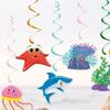Fish Hawaiian Spiral Ornaments Paper Summer Theme Pendant Ocean Animals Hanging Flag  Wedding
