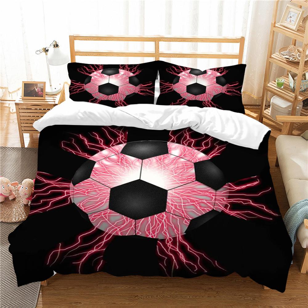 Bedspread Bed Set 3D Football Printing Bed 2/3PCS Bedding Suit Gift for Adult Comforter Duvet Cover Microfiber Breathable Warm