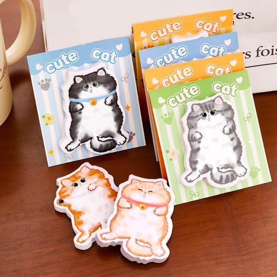 4Pcs Cat-Shaped Notes Pad Set Cute Self-Adhesive Memo Pads for Students Office Writable Peel-off Notes for Reminders Journaling Gifts