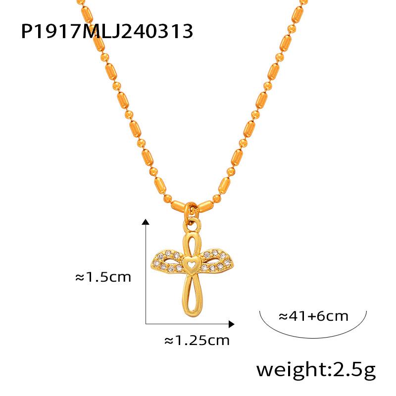 Japan And South Korea'S New Fashion Light Luxury Niche Design Titanium Steel Plated 18K Gold Geometric Diamond-Set Necklace Jewelry