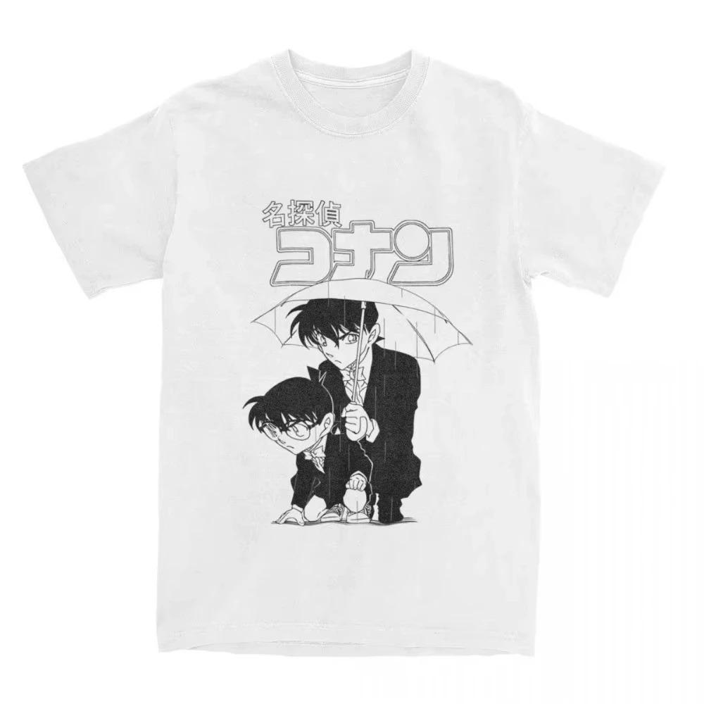 Detective Conan Edogawa Line Art T-Shirt, Unisex Mystery Anime Streetwear Tee, 100% Cotton Casual Short Sleeve Top