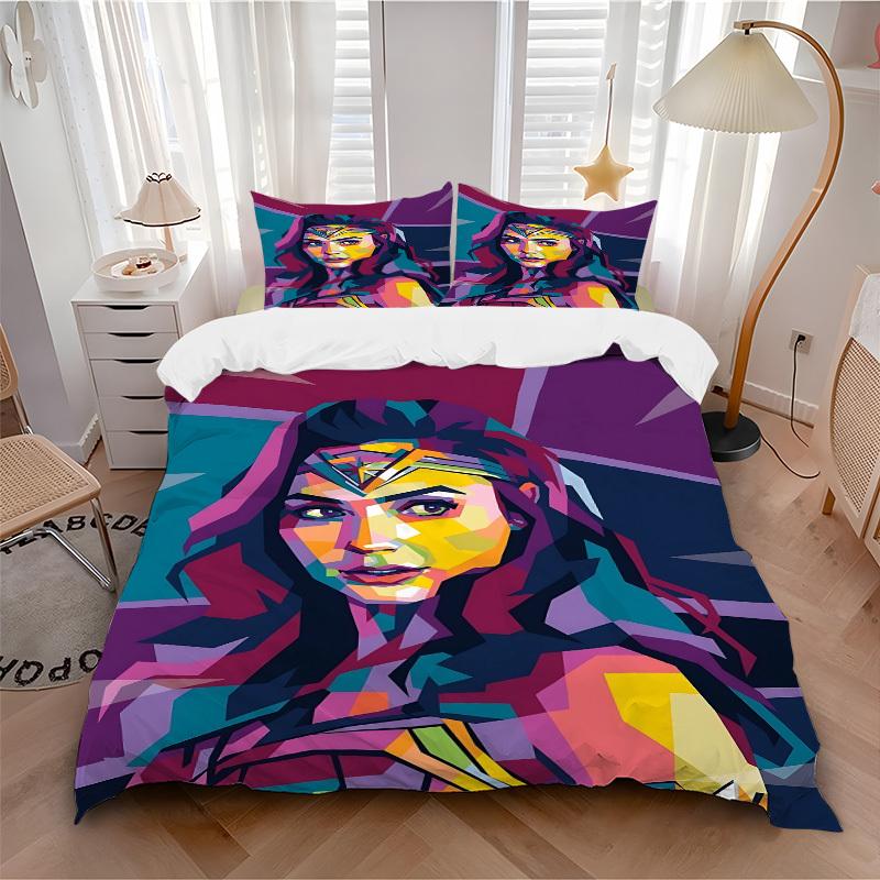 3pcs Wonder Woman Cover Set, Bedding Set, Soft Comfortable Duvet Cover, For Bedroom, Guest Room (1*Duvet Cover + 2*Pillowcases, Without Core