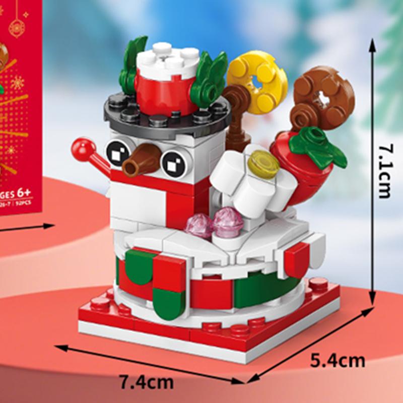 8in1 Christmas Tree Elk Deer Santa Claus Train Decorations Architecture Store Street View Xmas Snow House Building Block Kit Toy