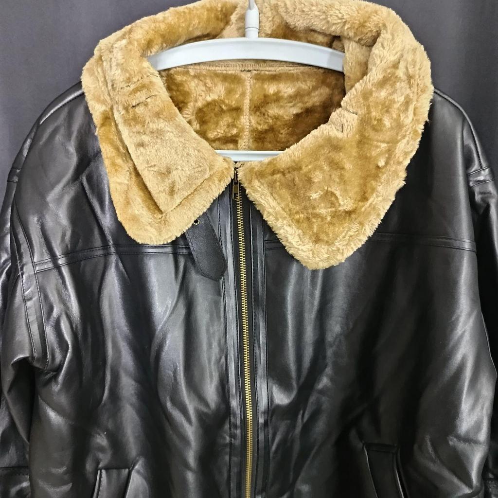 Europäischer Schneeleder Pelzmantel - Langärmlig, Plüschig und Warm