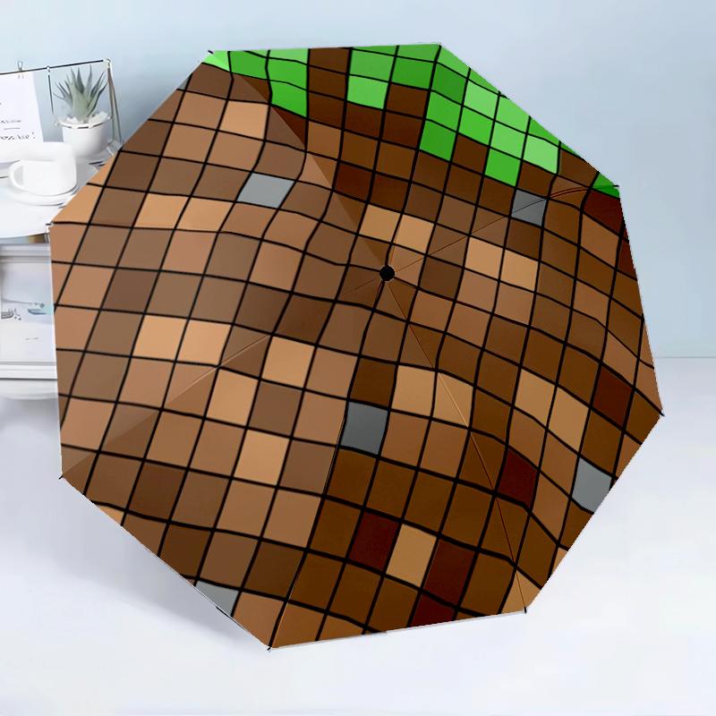 Pixelated Minecraft Character 8-Frame for Travel, camping, Casual Lightweight Portable Umbrella, Essential for every family Holidays Birthday Gift