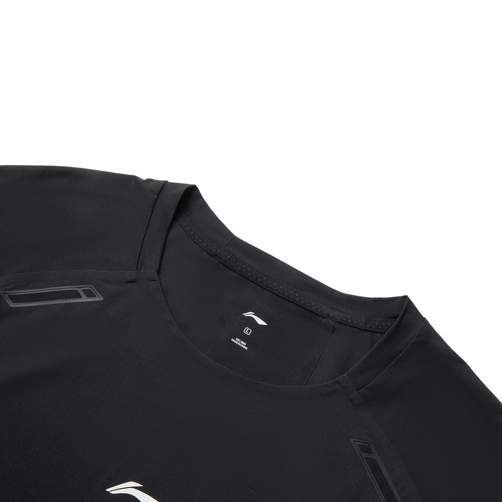 Li-Ning Plain Minimalist Sports Casual Round Neck Pullover Short Sleeve T-Shirt Men Tops Black ATSV071-1