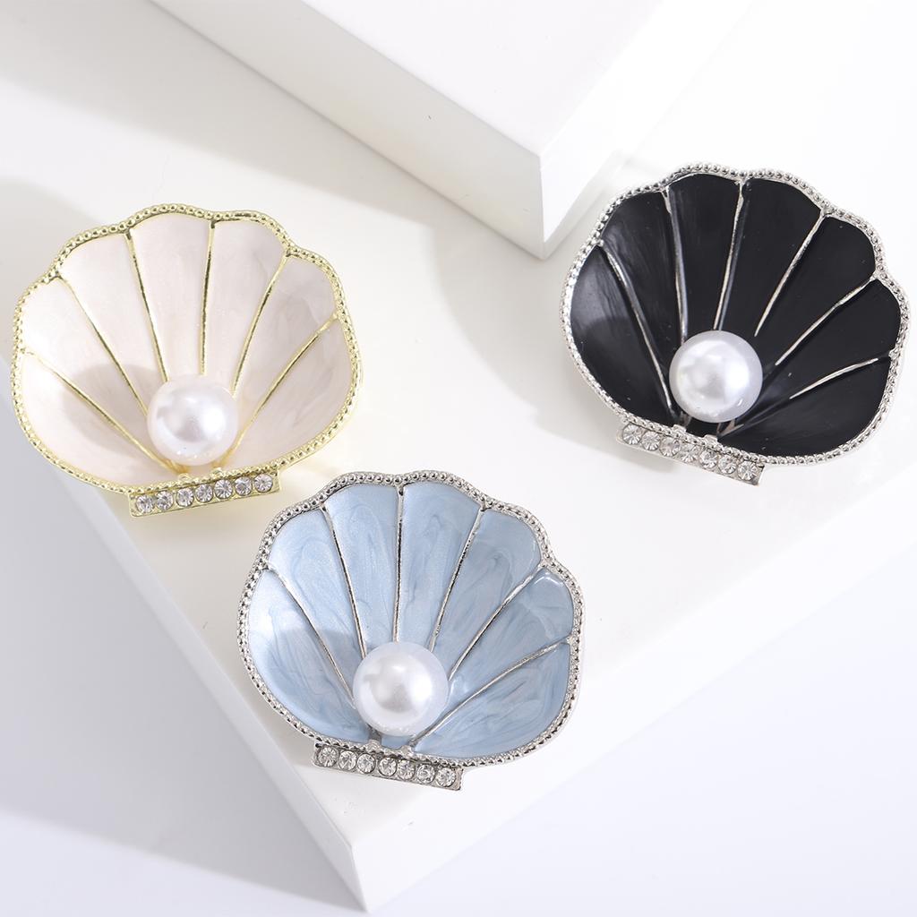 Classic Enamel Shell Brooches for Women Unisex Rhinestone Ocean Pins Friend Event Party New Gifts Jewelry Decoration Accessories