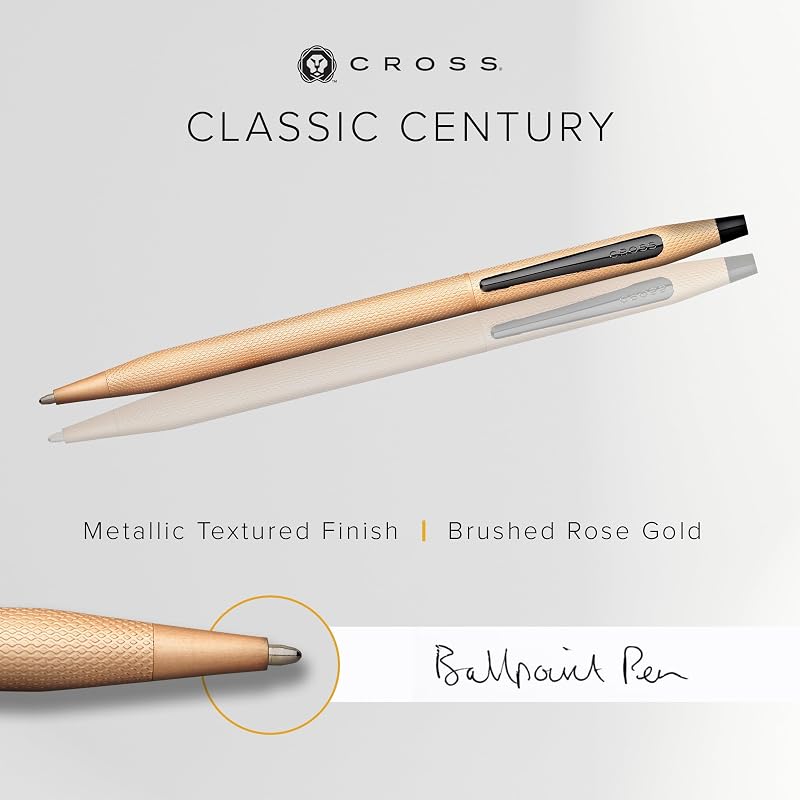 Cross Classic Century Refillable Ballpoint Pen Presented In a Luxury Gift Box - Medium Point, Black Ink, Brushed Rose Go