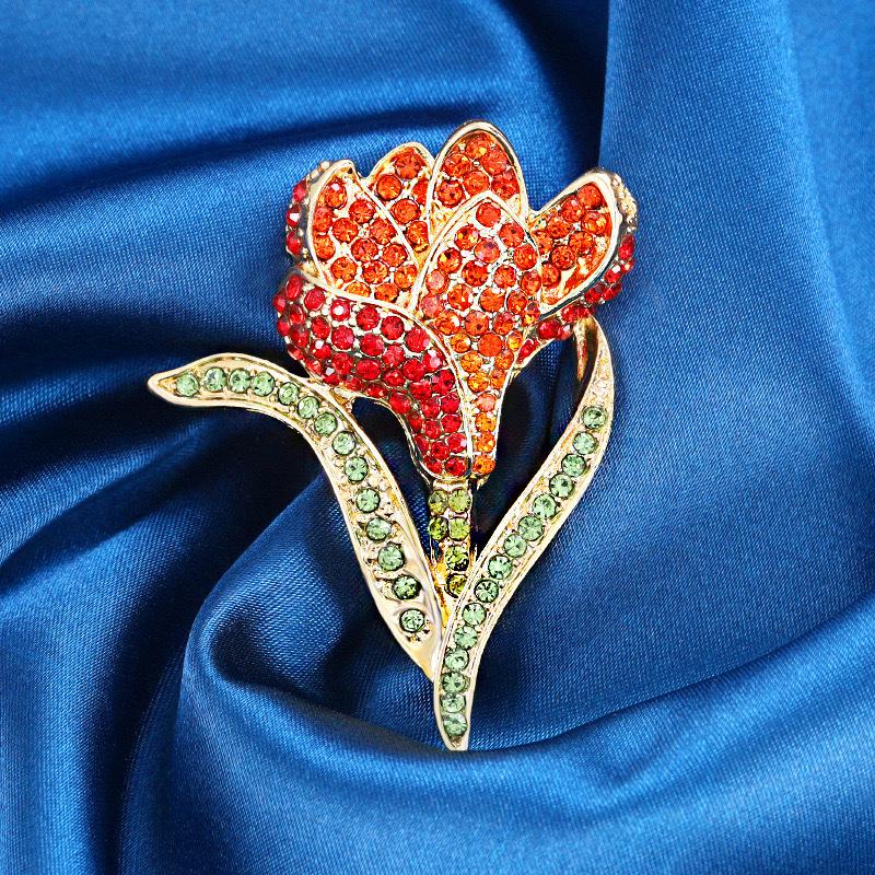 

Full Diamond Rose Brooch, High-end Luxury Brooch, Corsage, New Coat Accessory Brooch. One Size червоний