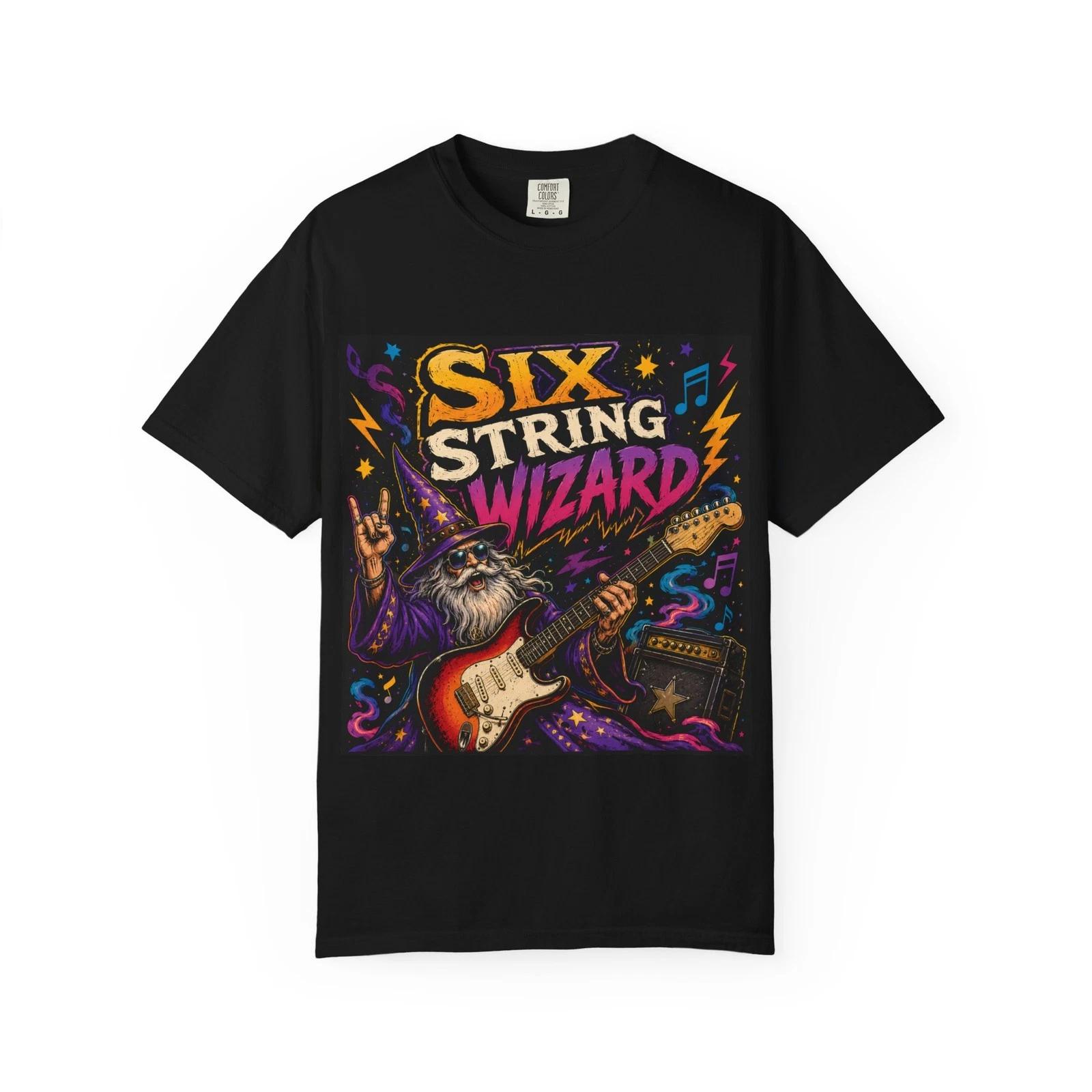 Six String Wizard T-shirt | Guitar Wizard Graphic Tee XL