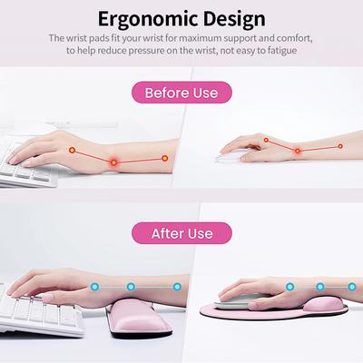 Ergonomic Memory Foam Keyboard Wrist Rest Mouse Wrist Rest Mouse Pad Set with  Fabric Anti Slip Rubber Base Rose Red