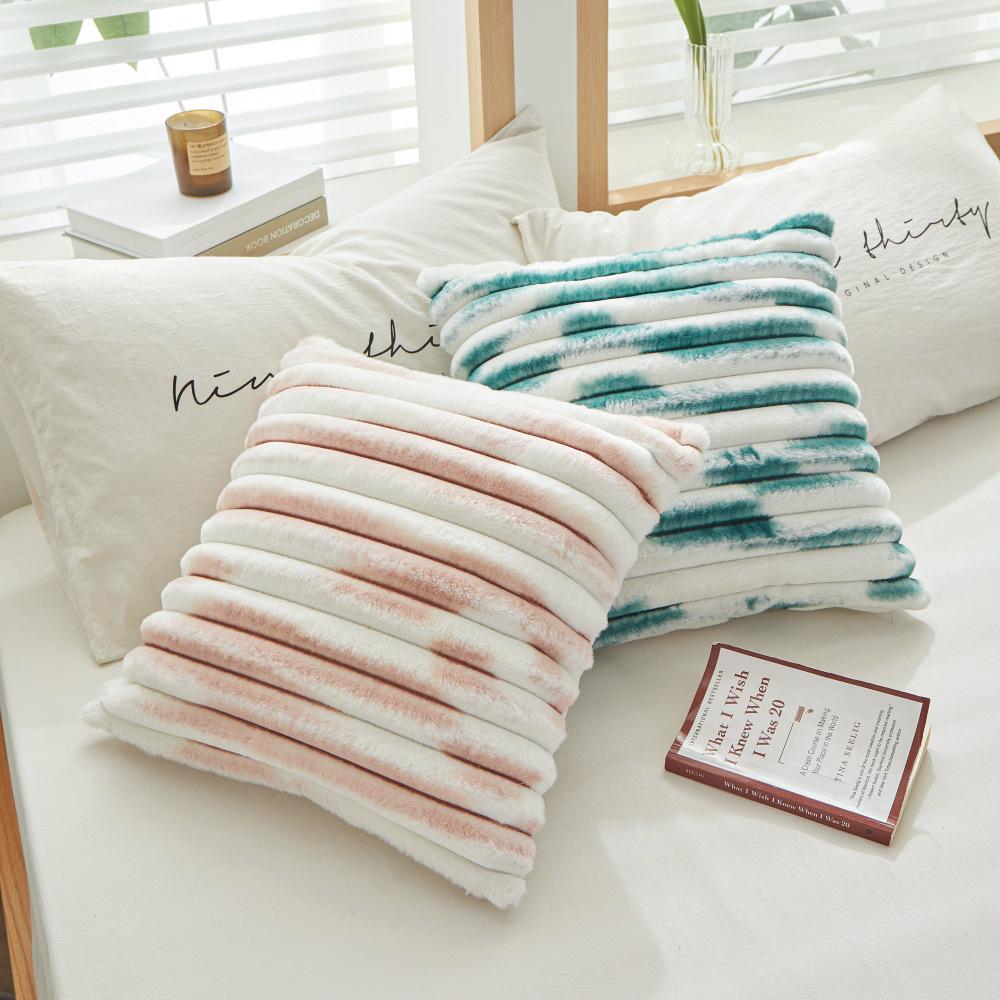 PV Plush Bedside Cushion Soft Bag Geometric Striped Square Sofa Back Cushion