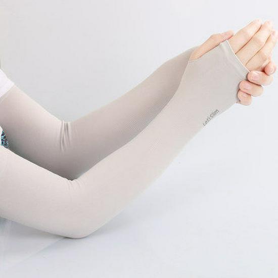 

Дышащие рукава без пальцев из ледяного шелка для защиты от солнца, не скатывающиеся, защита от УФ-лучей Cylinder (Clear Bag) серый